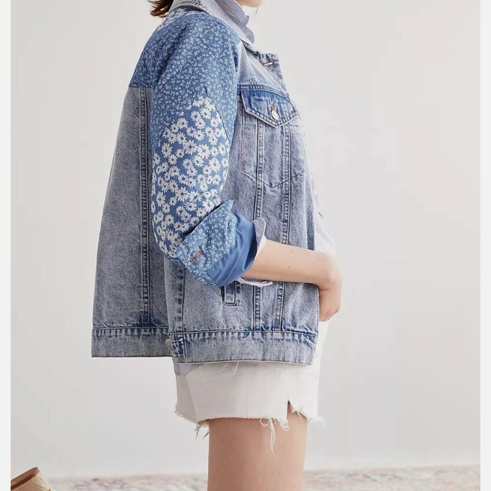 Anthropologie Avec Les Filles Patchwork Denim Jacket